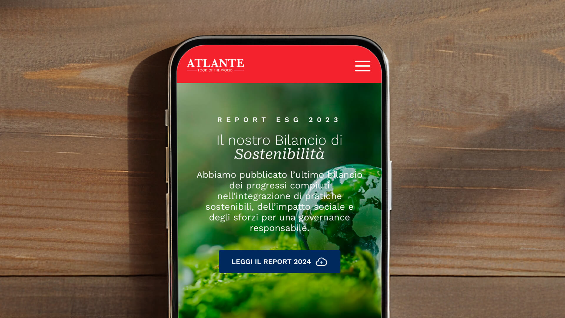 Schermata nuovo sito Atlante su smartphone