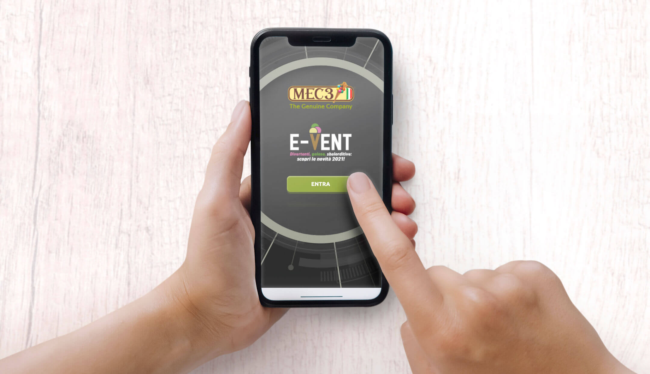 Schermata E-Vent su smartphone