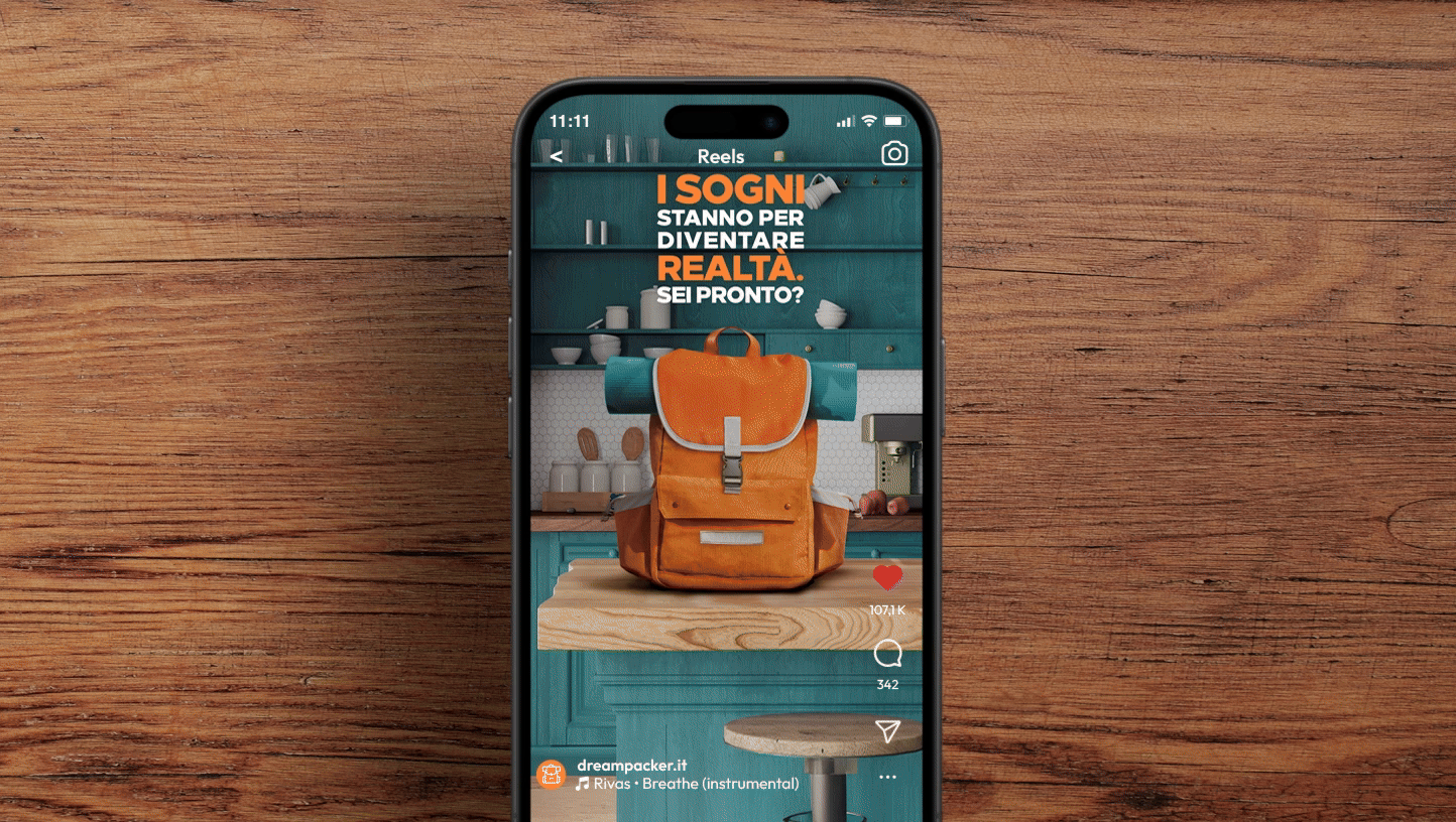 Reel Instagram della campagna di lancio di DreamPacker