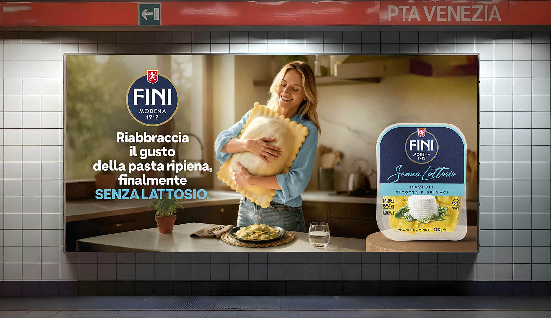 ADV Fini Modena affissa con poster 6x3 nella metro di Milano