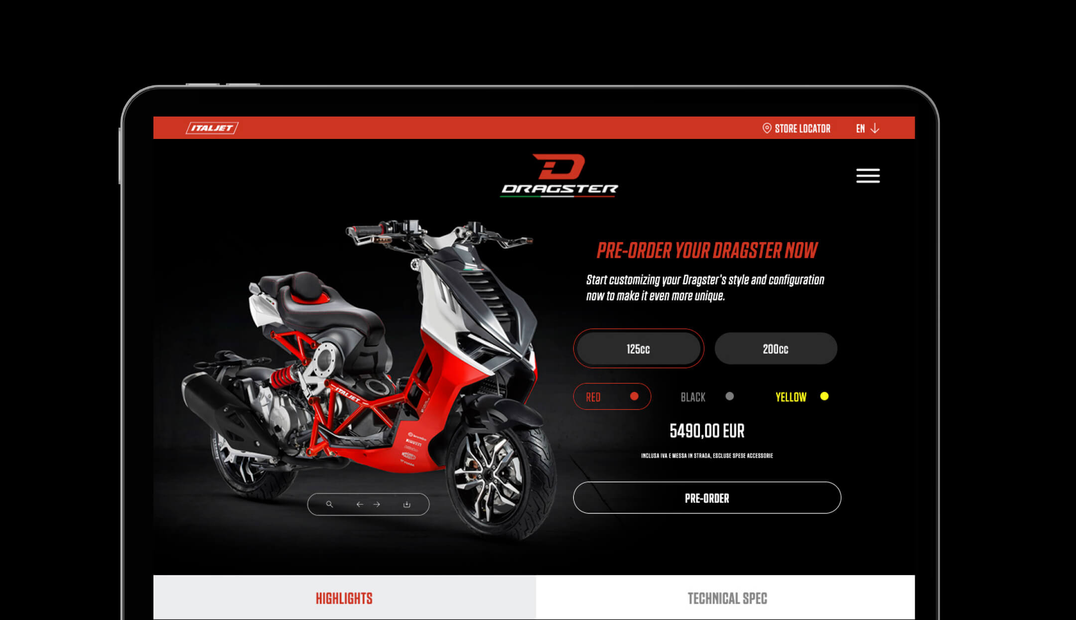 Schermata sito web