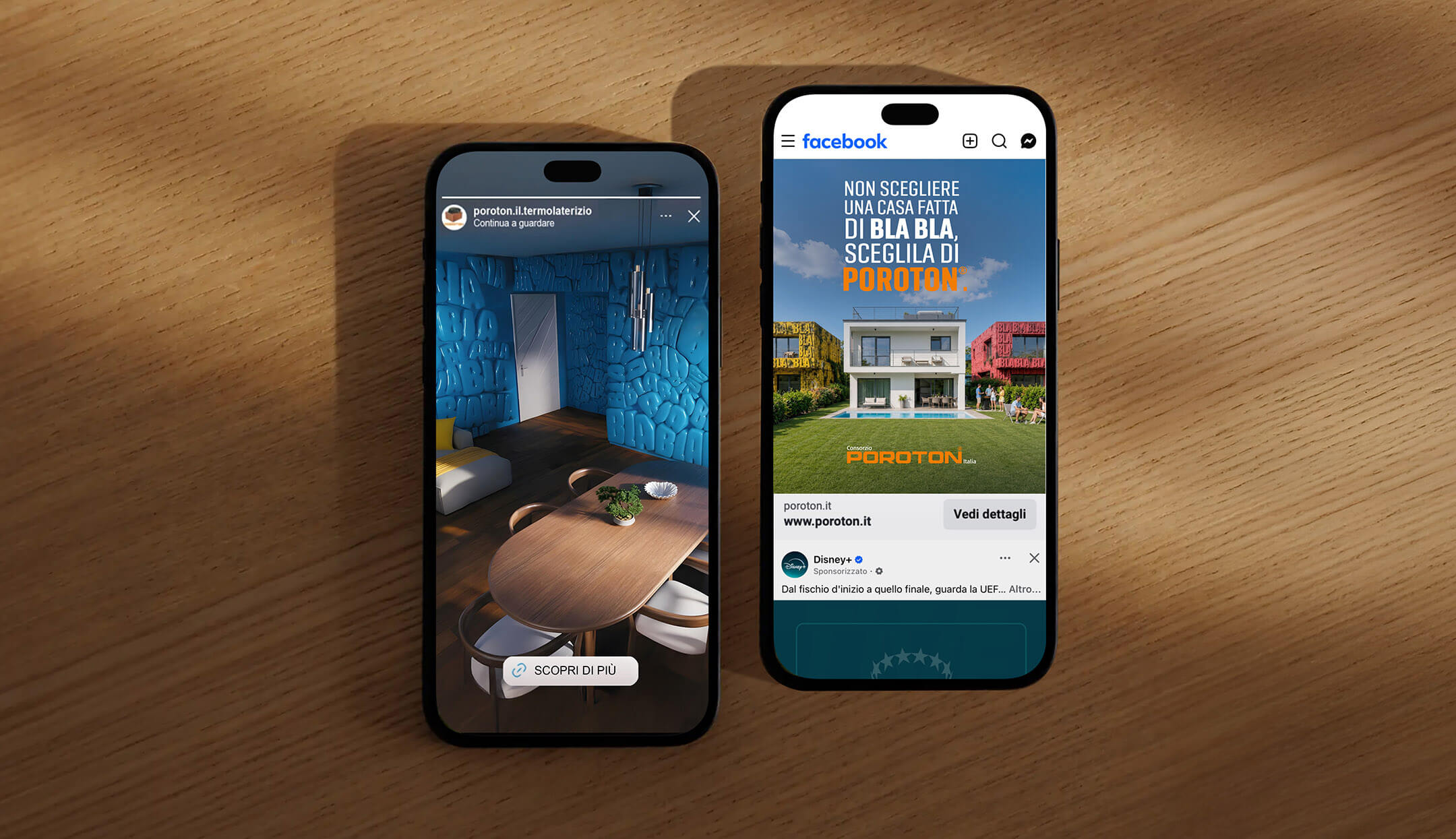 Smartphone che visualizza campagna digital Poroton