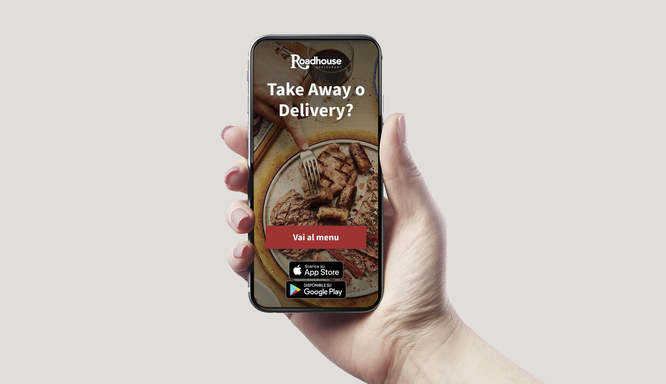 Schermata sito take away su smartphone