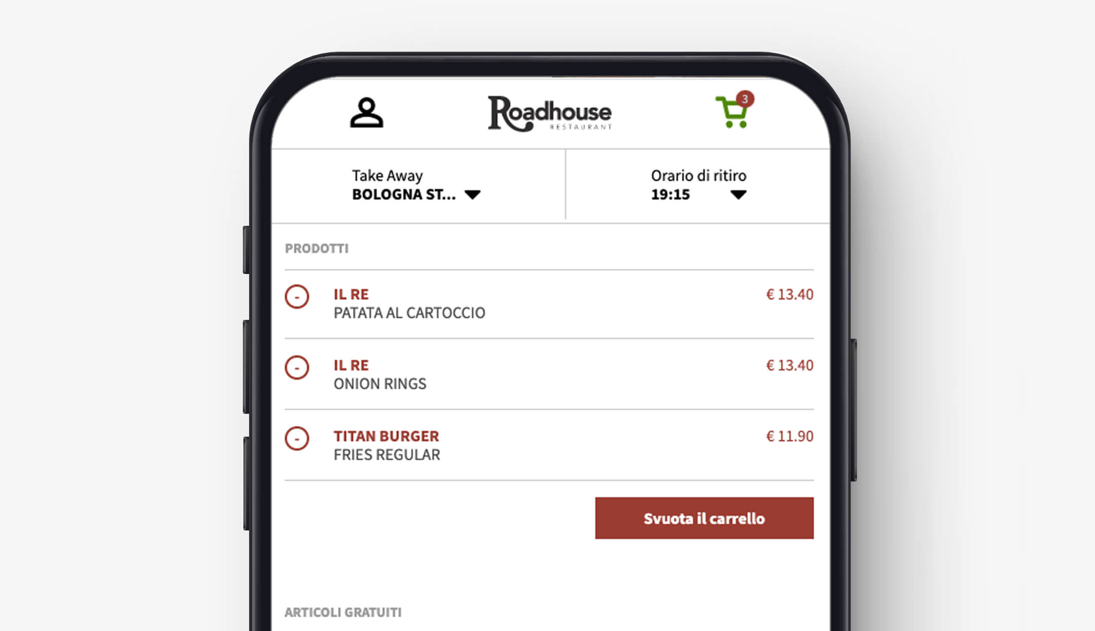 Schermata piattaforma Take Away