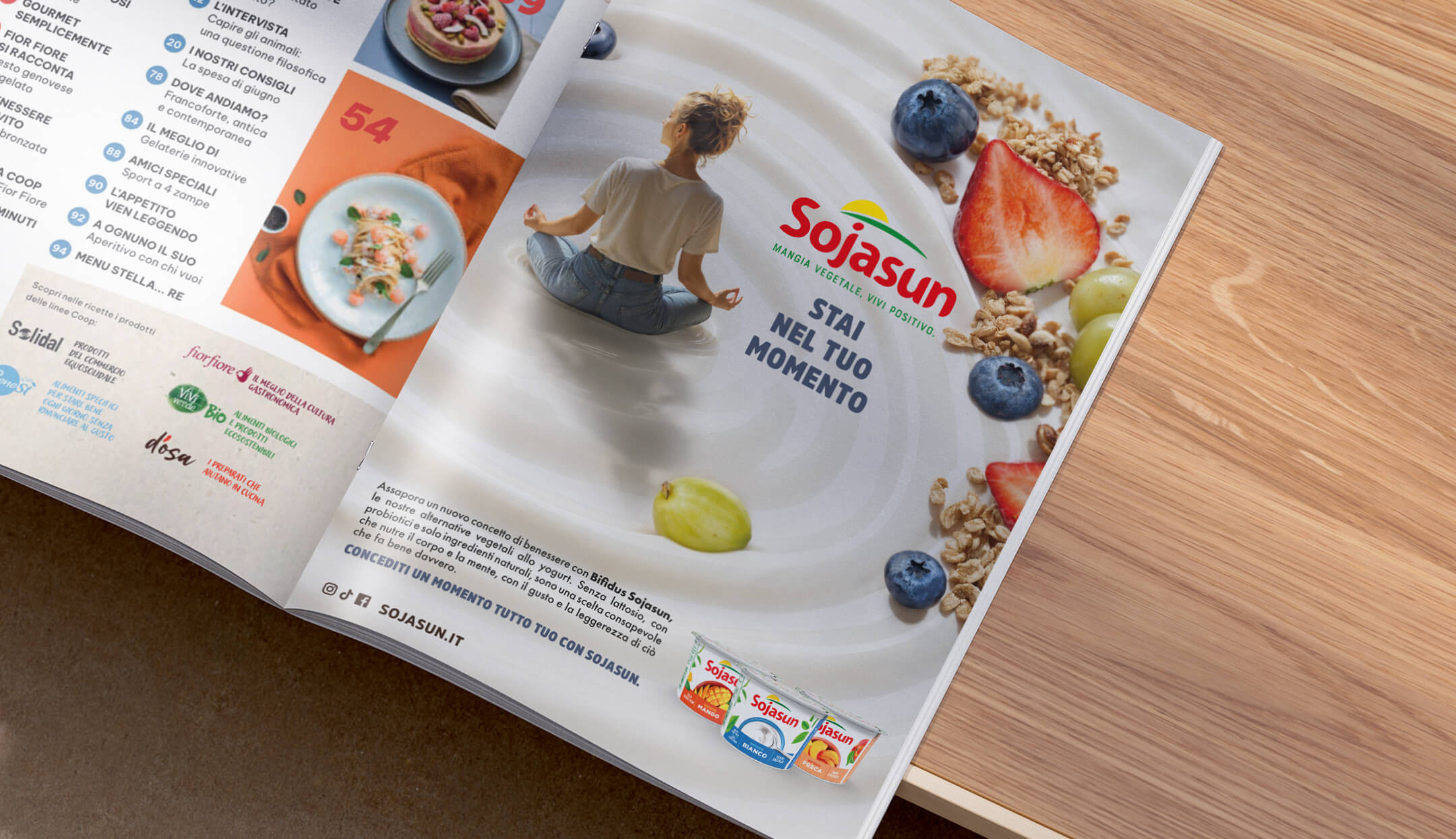 Rivista aperta con adv stampa Sojasun